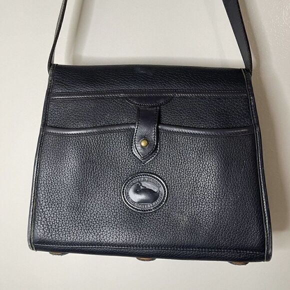 Vintage Dooney & Bourke blue black arrowhead essex leather shoulder cross body - Picture 9 of 16